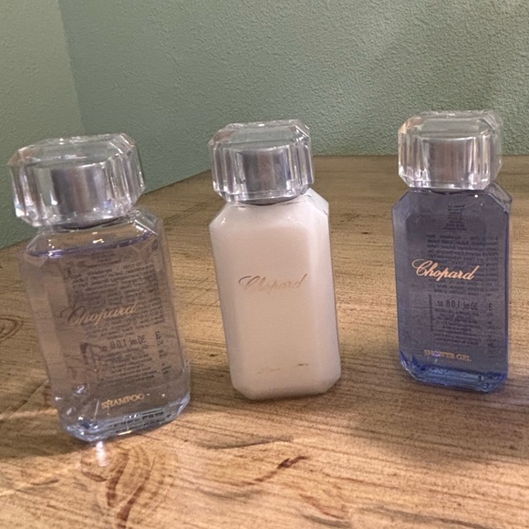 Chopard Other - Chopard Blue and White 1 Shampoo 1 Conditioner and 1Shower Gel 1.0 fl oz ea